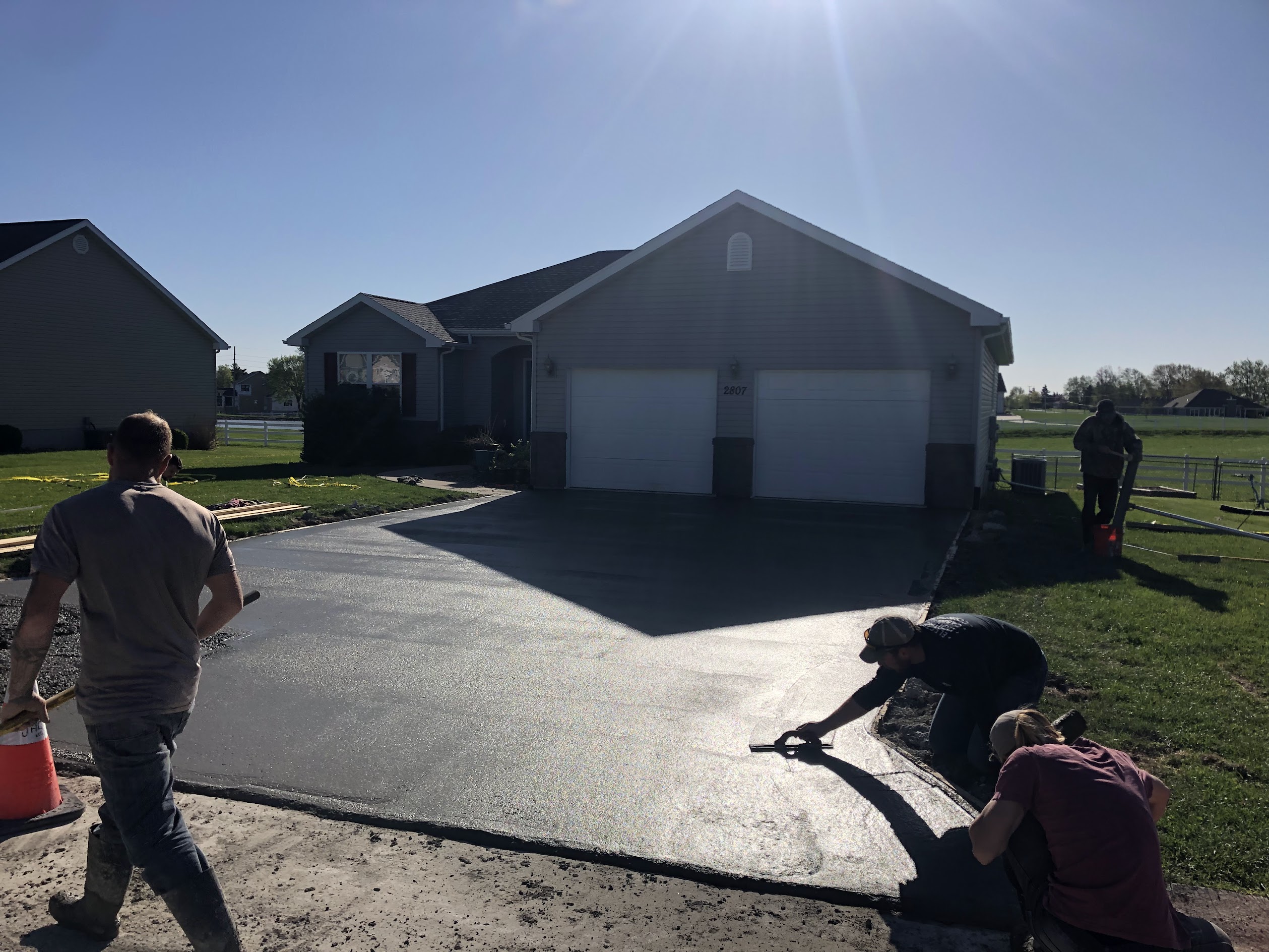 Concrete driveway pour for residential home
